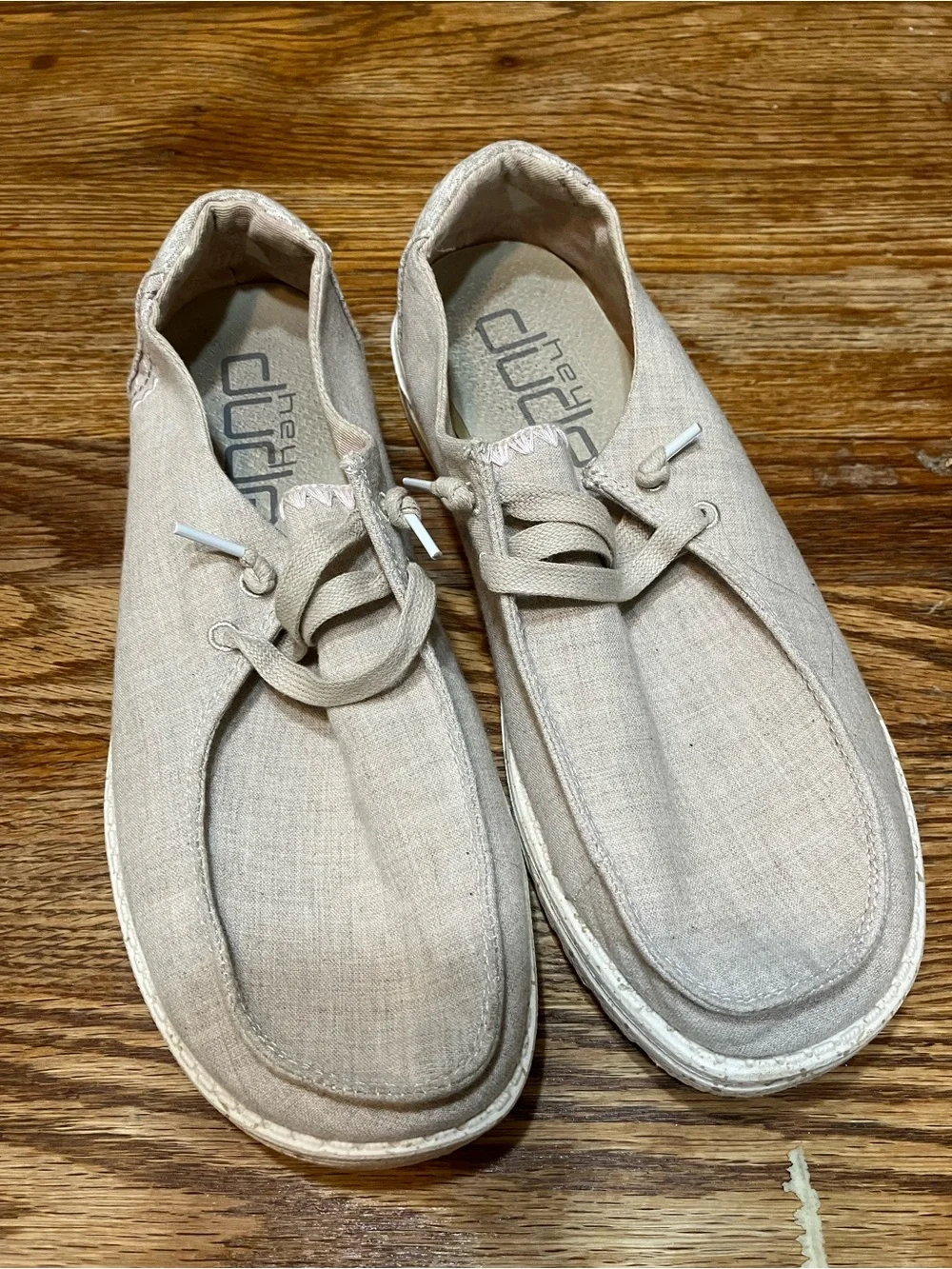 Hey Dude Men's Natural Beige Canvas Slip-On Loafers